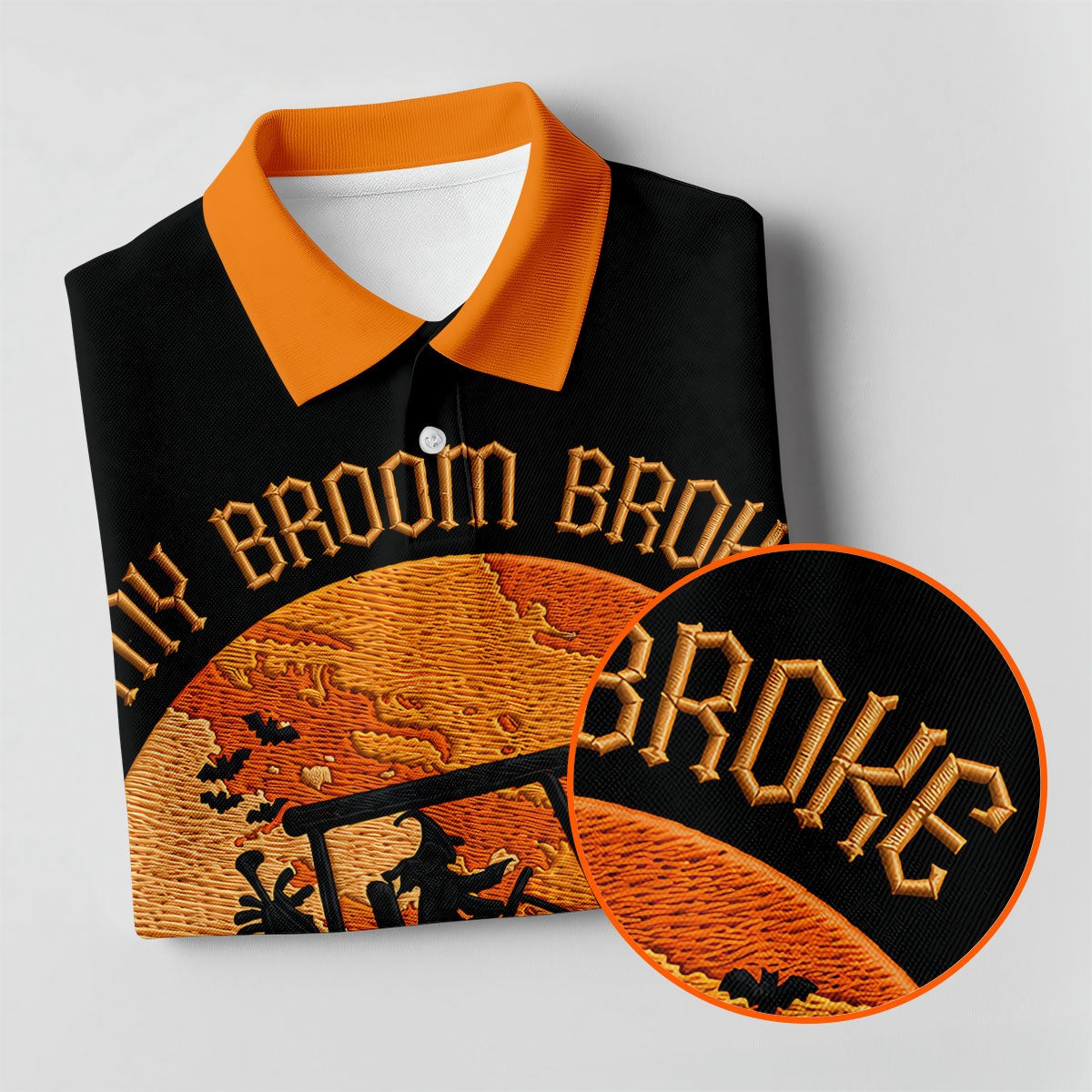 Broom Broke Now I Drive Golf Cart Halloween Polo Shirt, Women’s Golf Polo, Ladies Golf Top