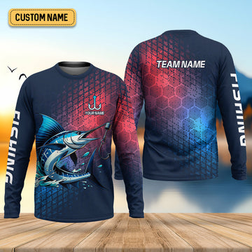 Marlin Fishing Custom Name UPF Shirts, Tournament Fishing Shirts, Men's Fishing Shirt