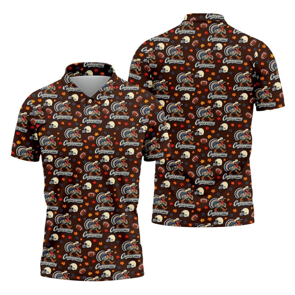 Cowboysgiving Thanksgiving Golf Shirt, Golf Shirts For Men, Funny Mens Golf Shirts