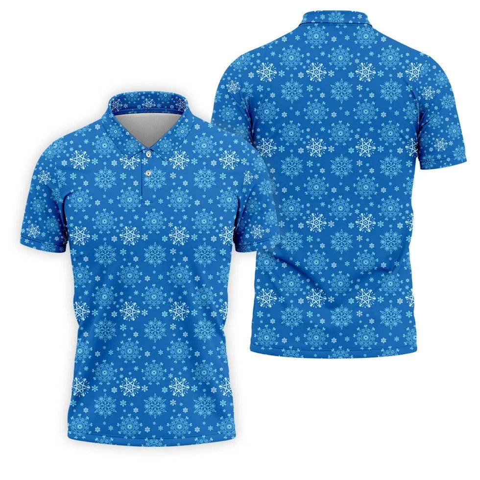 Dirty Funny Adult Humor Snowflakes Blue Golf Shirt, Fun Men's Golf Polos, Christmas Golf Shirt, Polo Shirts For Men