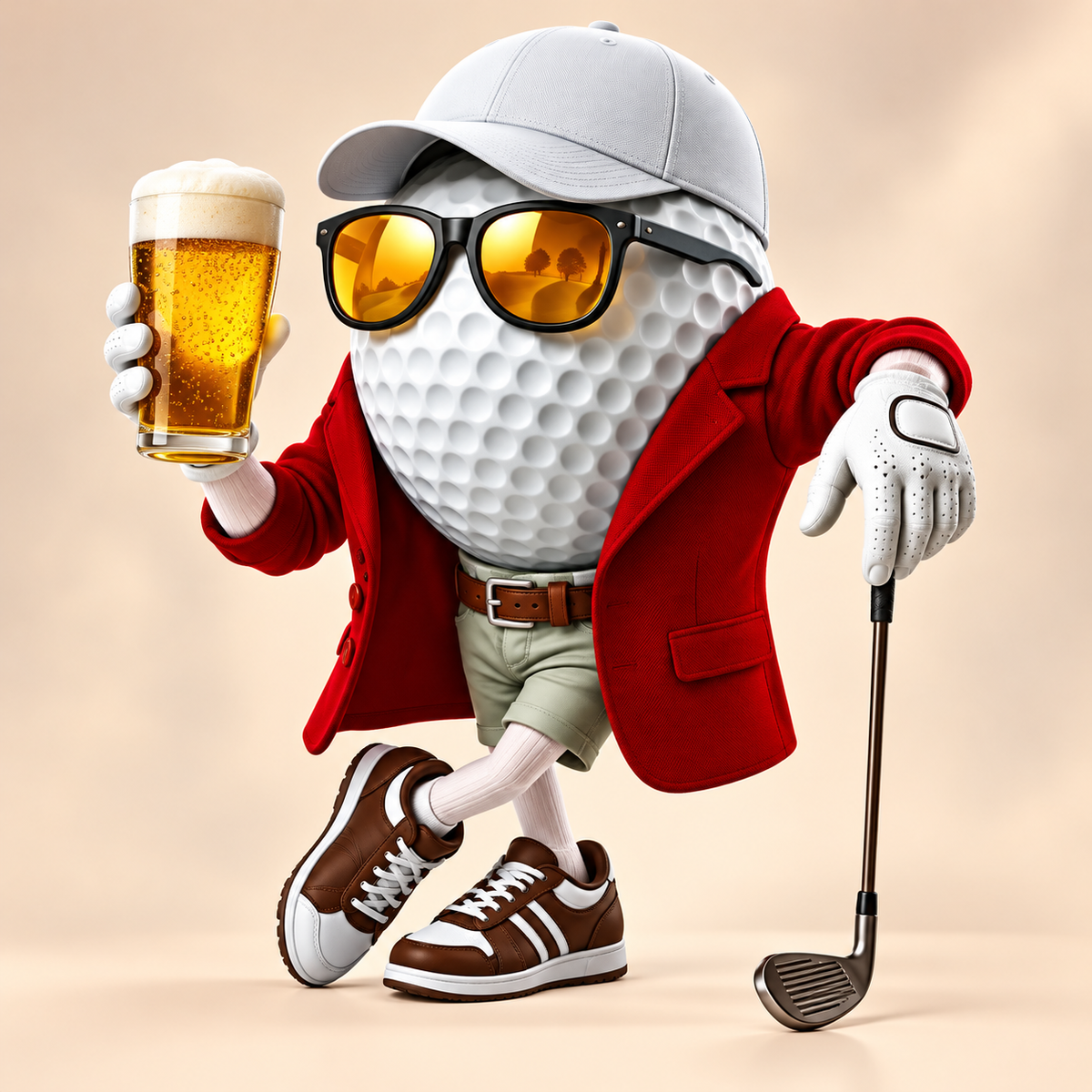 Custom Name Golf Ball Beer Acrylic Ornament, Christmas Ornaments, Golfer Gilf