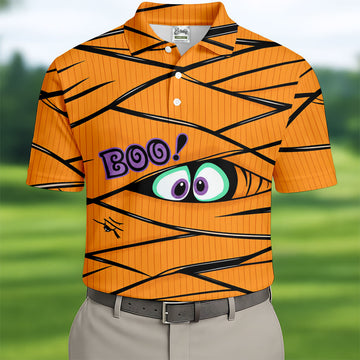Boo Mummy Halloween Horror Character Polo Shirt, Polo Shirts For Men, Printed Golf Shirts