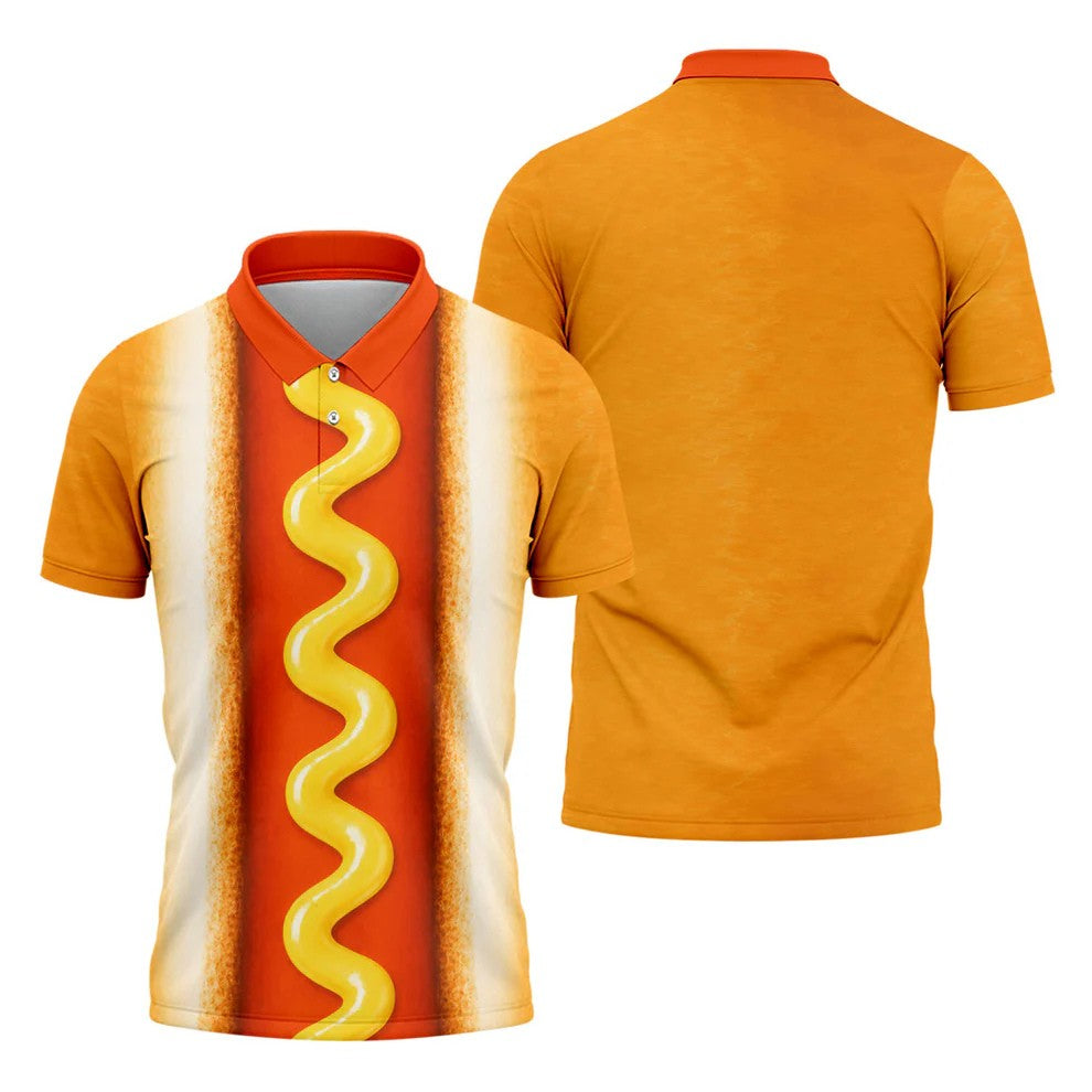 Hot Dog Suit Golf Shirt, Humorous Food Lover Pattern, Golf Shirt For Men