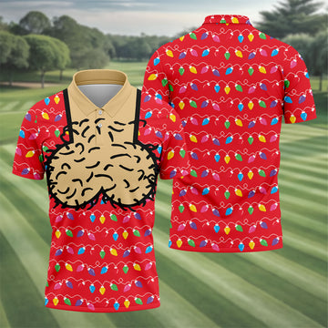 Cheeky Christmas Lights Golf Polo Shirt, Mens Golf Shirts, Golf Apparel For Men