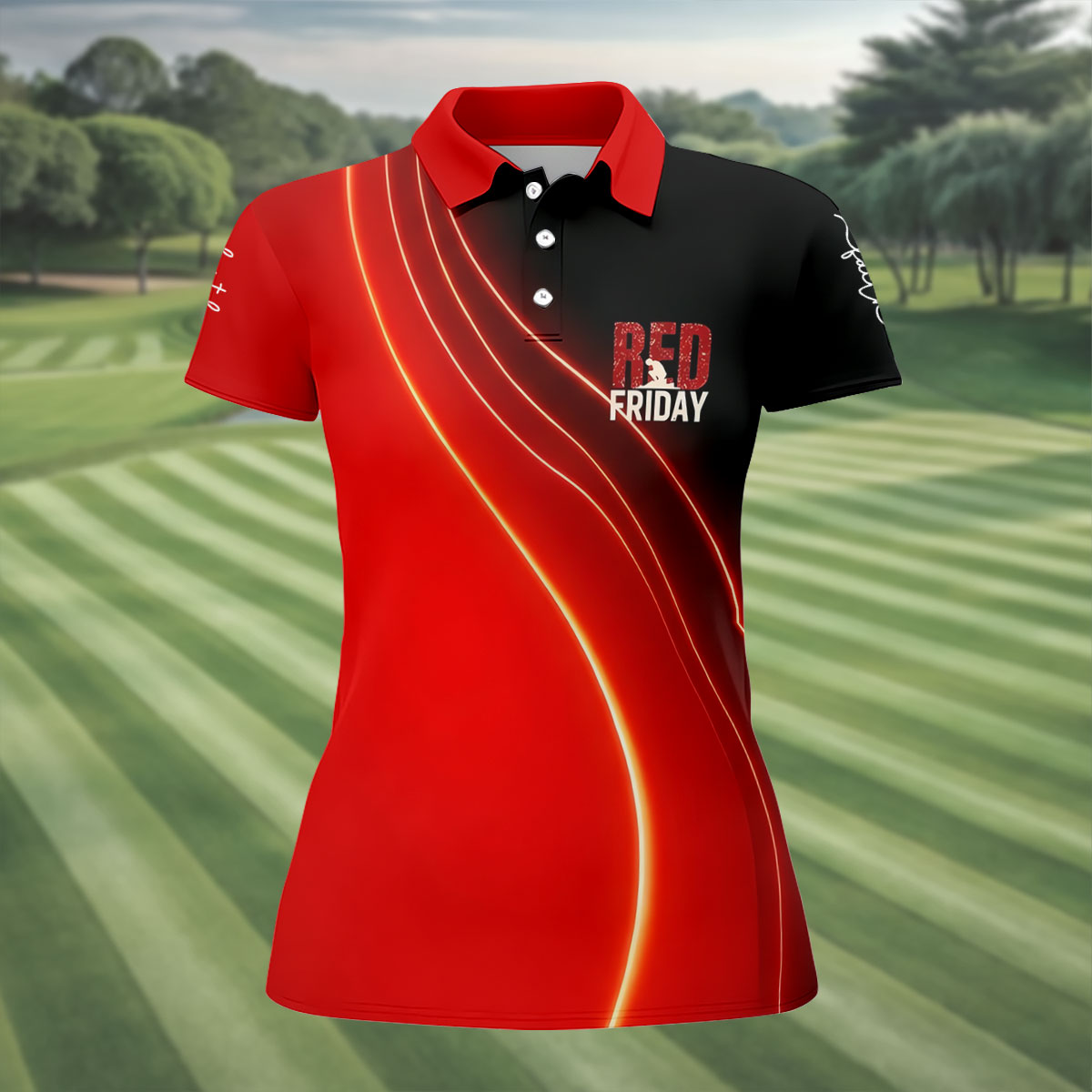 Red Friday Red Black Gradient Faith 4th Of July Golf Shirt, 250 Years Golf Shirt For Women