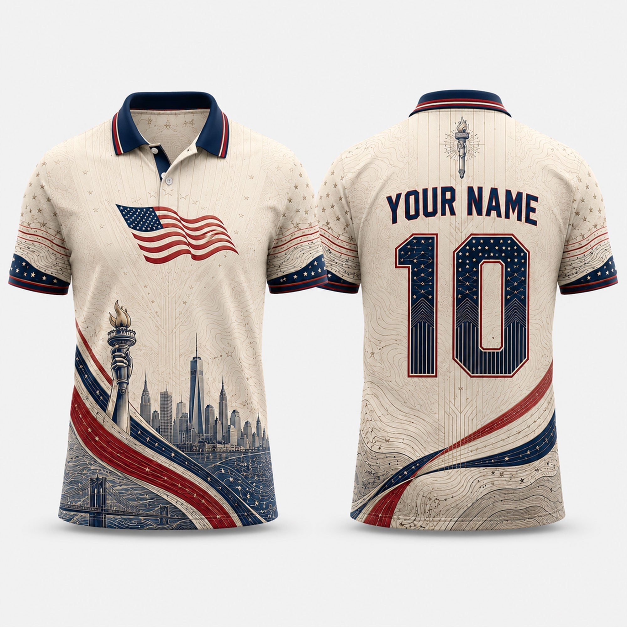 Red White Blue Fooball Shirt, V-Neck For Men Football Lover, American Soccer Fan Father's Day Presents