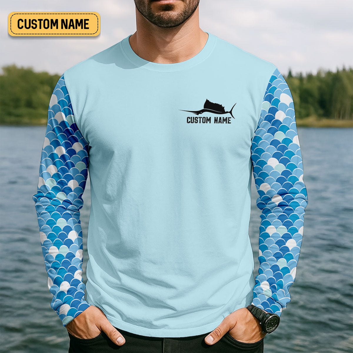 Salty Crew Chasing Tail Light Blue Fishing UPF Shirts, Funny Fishing Shirt, Fishing Shirts For Men
