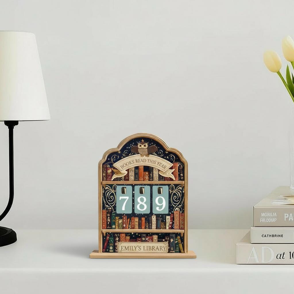 Personalized Wooden Reading Tracker Sign, Flip Book Counter, Custom Books Read 2026 Library Desk Decor Gift