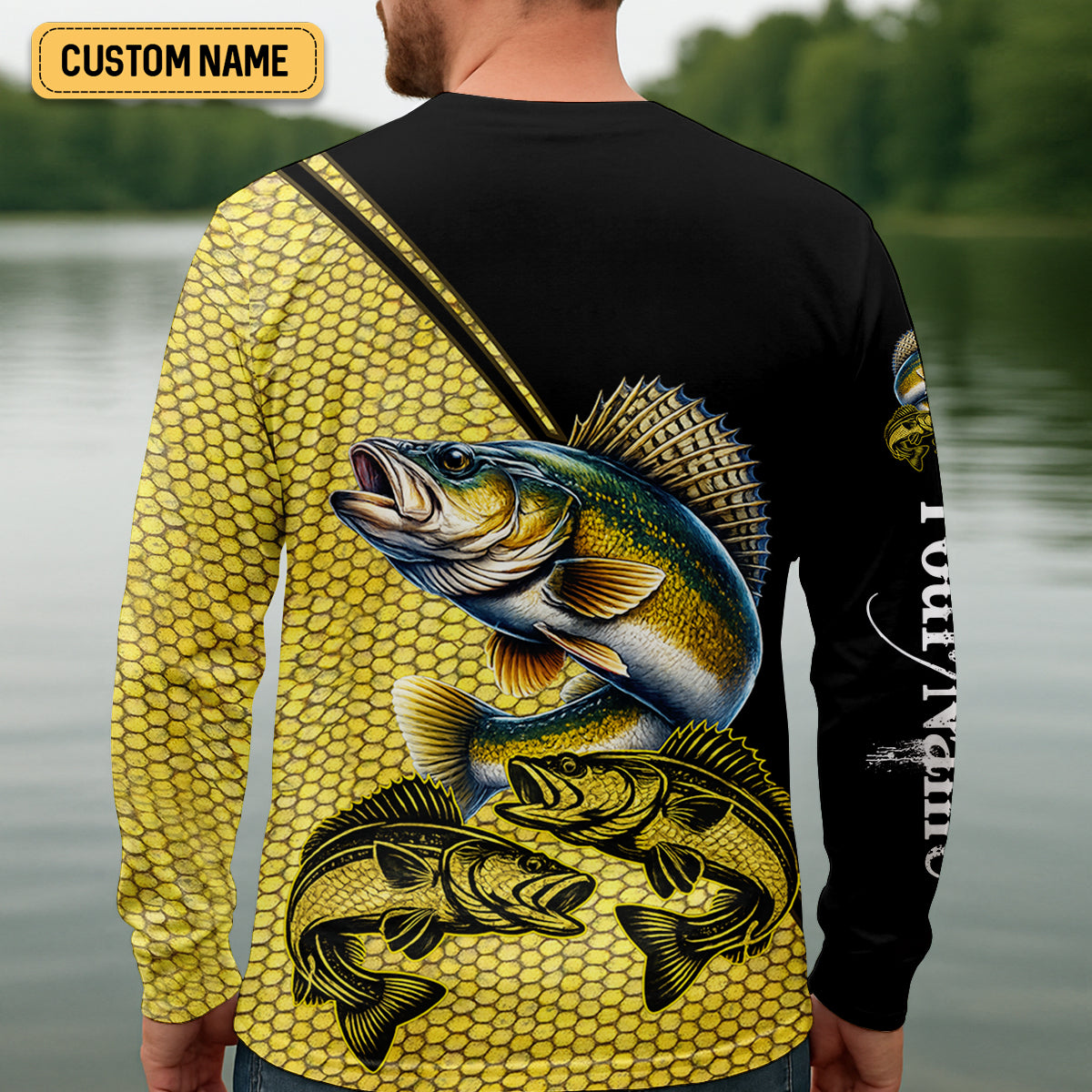 Personalized Walleye Fishing UPF Shirt, Fishing Long Sleeve Shirt, Fishing Shirt For Men