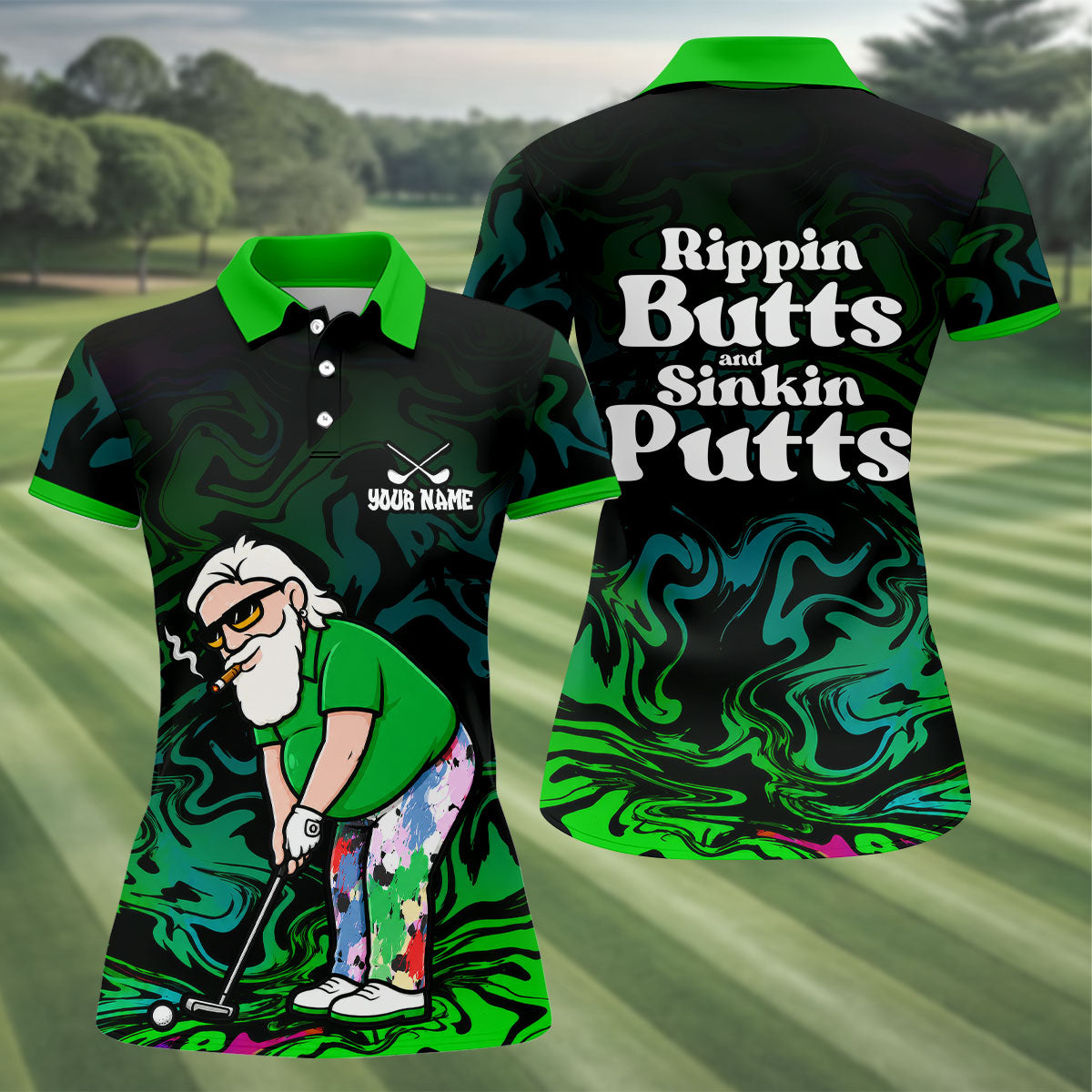 Funny Rippin Butts And Sinkin Putts Polo Shirt, Womens Golf Tops, Golf Polo For Women