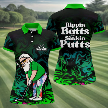 Funny Rippin Butts And Sinkin Putts Polo Shirt, Womens Golf Tops, Golf Polo For Women