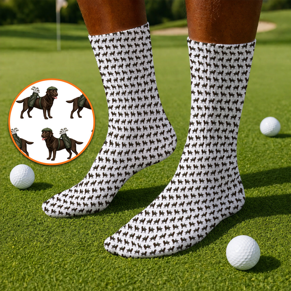 Chocolate Labrador Golf Crew Socks, Funny Dog Golf Socks, Labrador Lover Gift