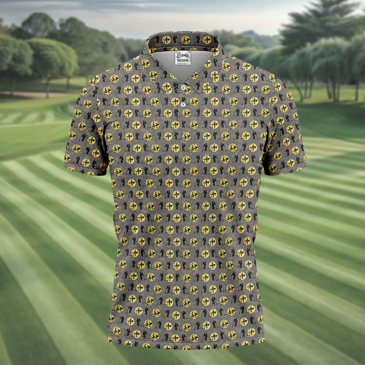 Halloween Horror Character Golf Pattern Polo Shirt, Men's Golf Shirt, Mens Golf Apparel
