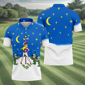 Funny North Pole Christmas Pin Up Polo Shirt, Mens Golf Polo, Polo Shirts For Men