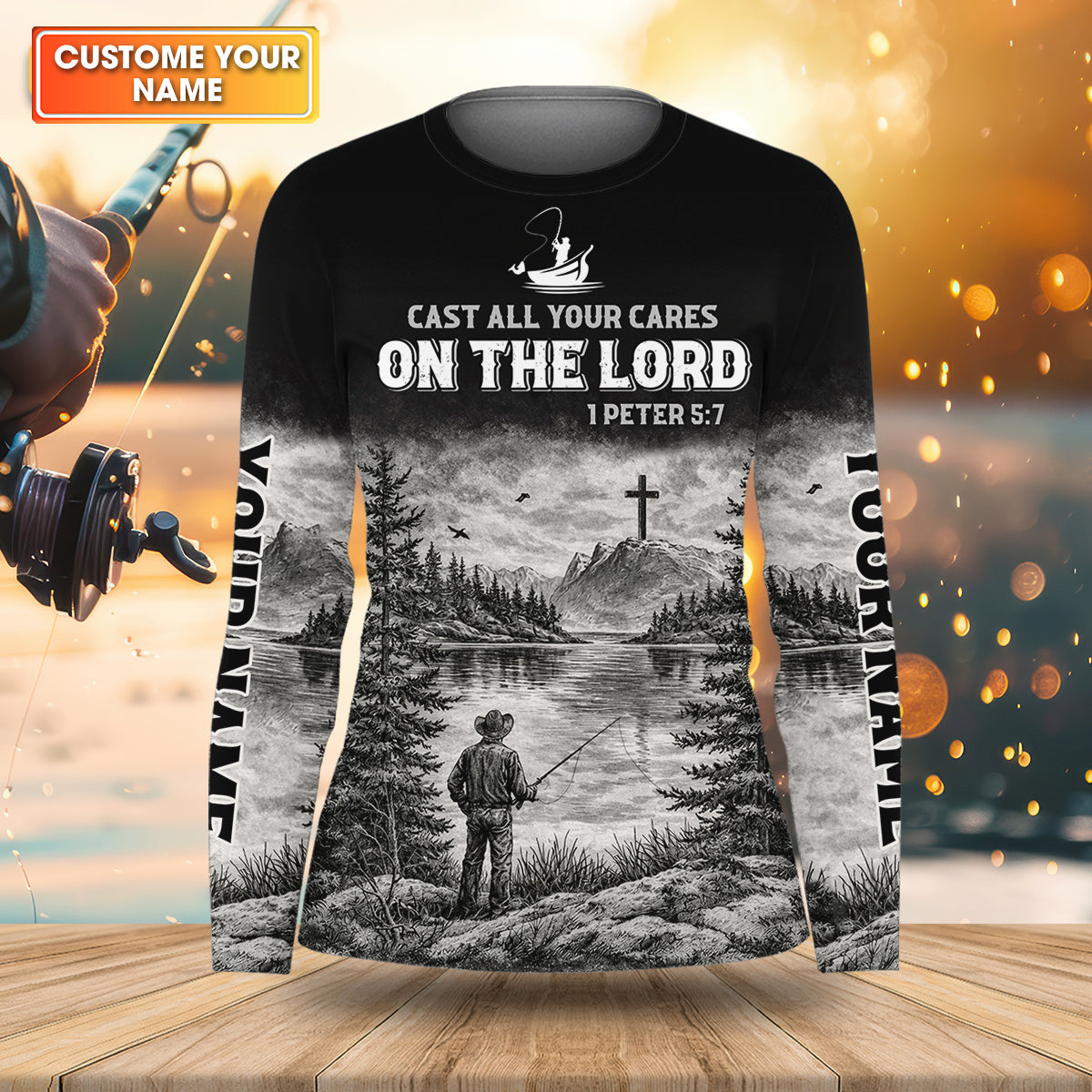 Cast All Your Cares On The Lord Fishing UPF Shirts, Personalized Fishing Shirt For Women, Long Sleeve Fishing Shirt