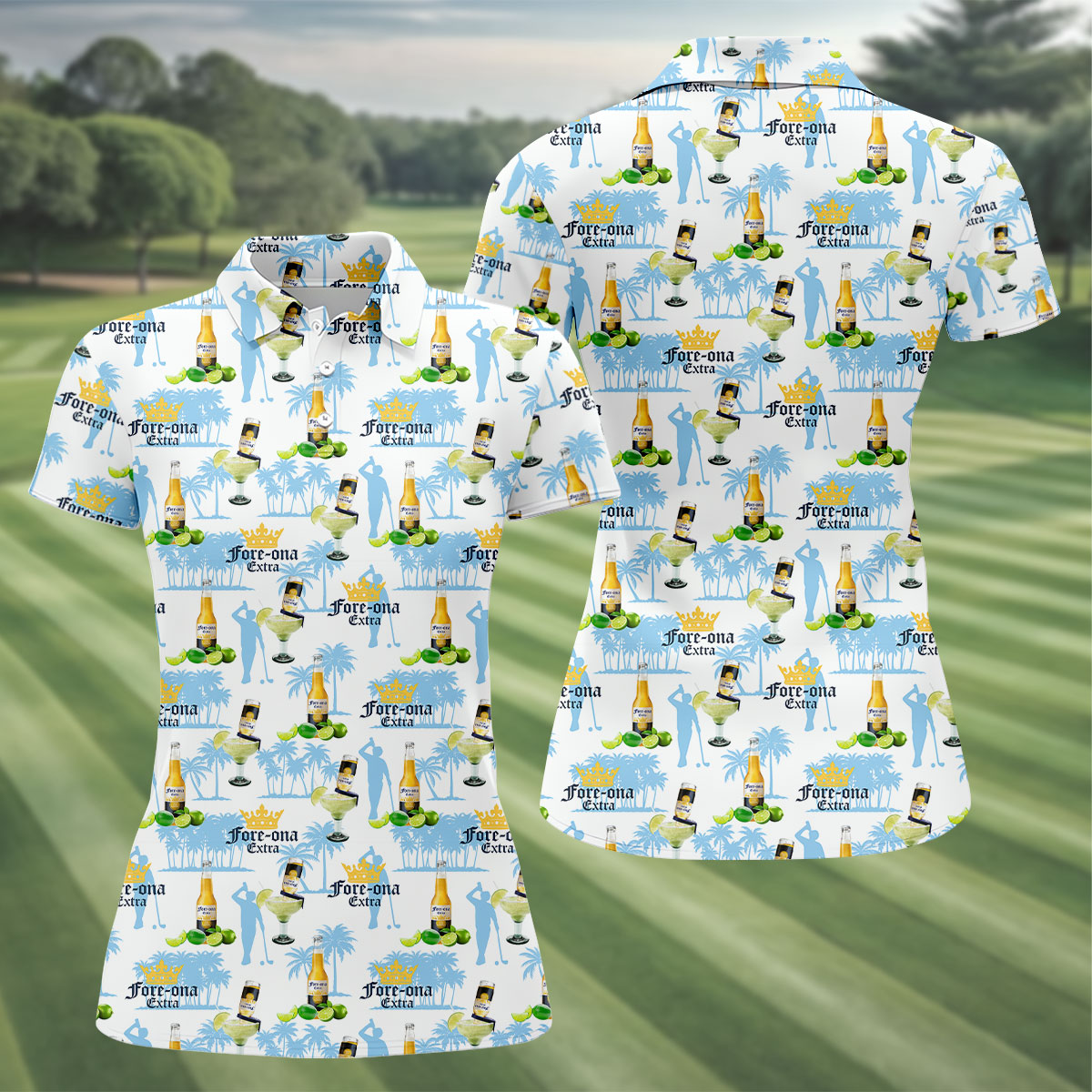 Fore-ona Extra Find Your Fairway Golfer Beer Fun Women's Golf Shirts, Ladies Golf Shirts