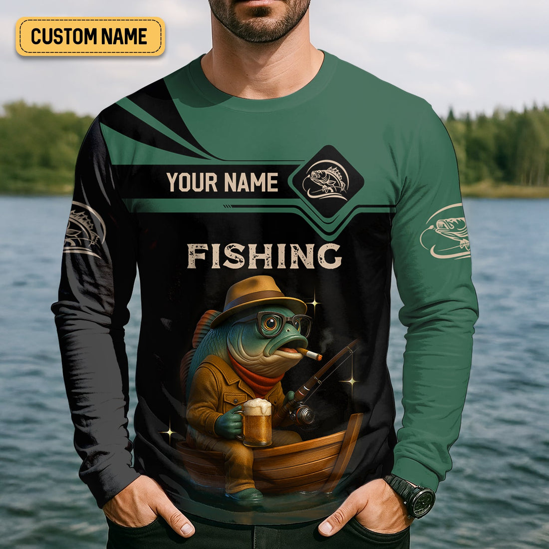 Bass Beer Fishing Shirt Long Sleeve, Hooded Sun Shirt, Camo Long Sleeve Shirt, Mens Fishing Shirt