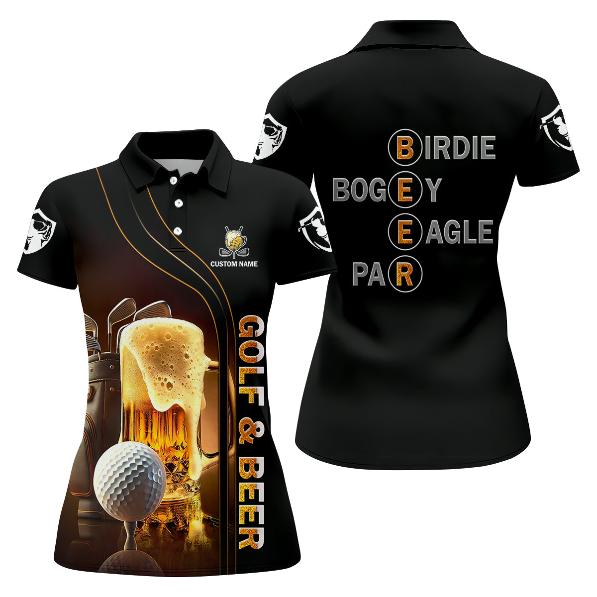 Golf And Beer Custom Women's Funny Graphic Golf Polo ShirtCustom Ladies Golf Shirt