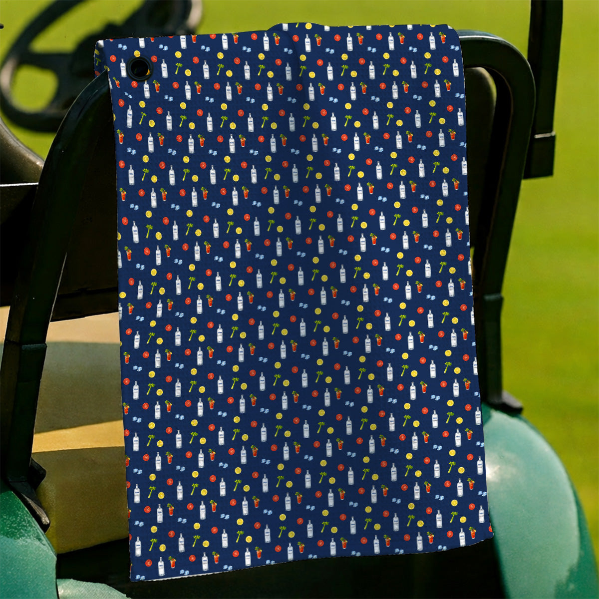 Bloody Mary Cocktail Golf Towel, Funny Golfer Drink Pattern Towels, Country Club Golf Apparel