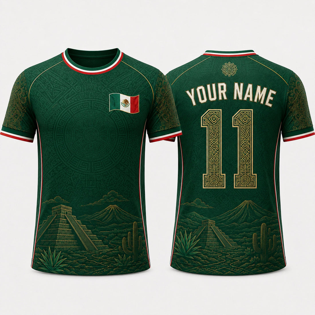 Mexican Landscape Fooball Shirt, V-Neck For Men Football Lover, Mexico Team Football Gifts