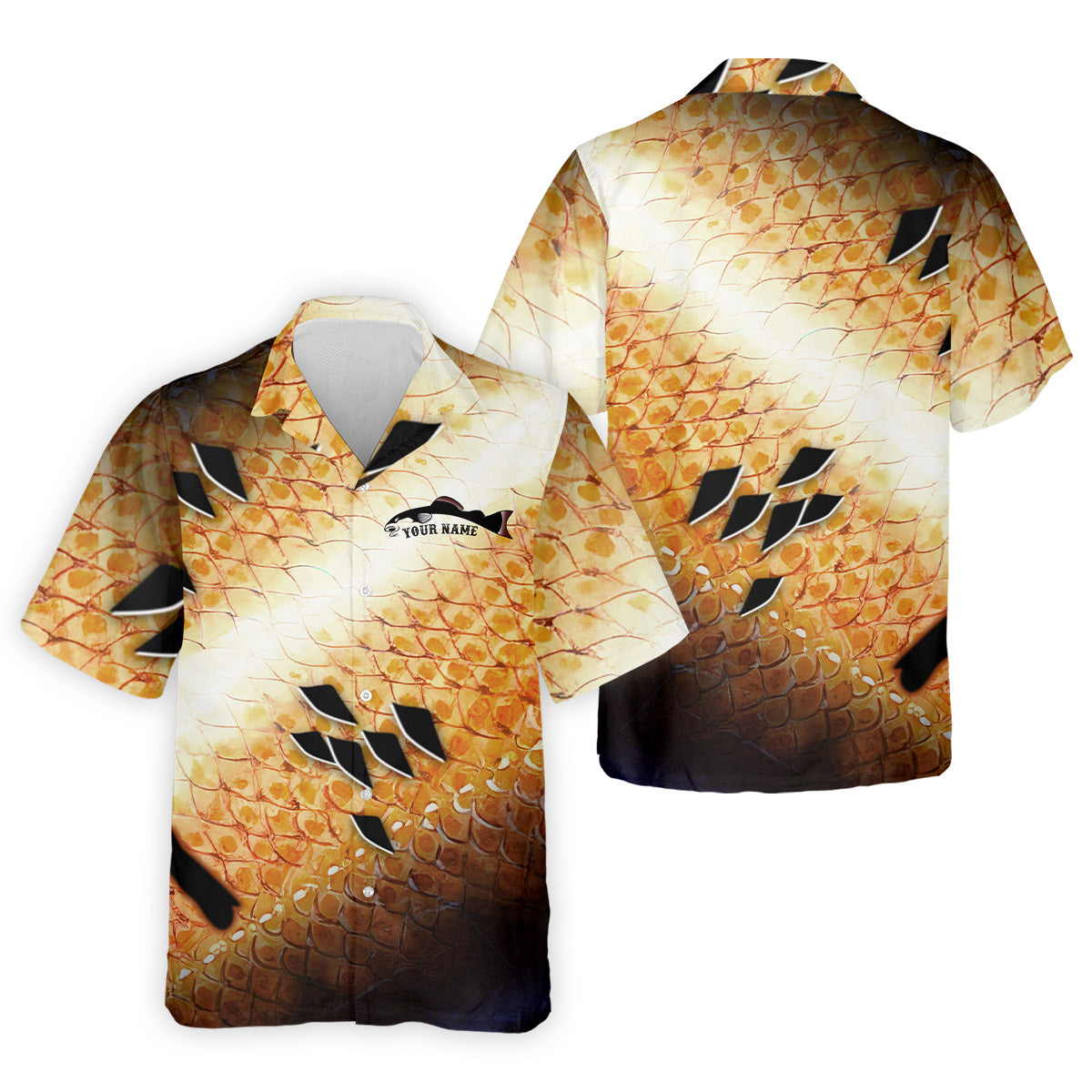Yellow Fish Scale Fishing UPF Shirts, Custom Fishing Shirt, Gift For Fisherman, Mens Casual Shirts