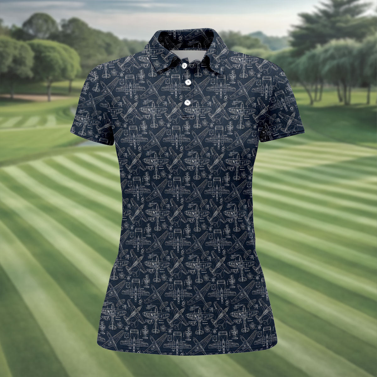 Aircraft Models Airplane Blueprints Women's Polo Shirt, Ladies Golf Shirts, Women's Polo Shirt
