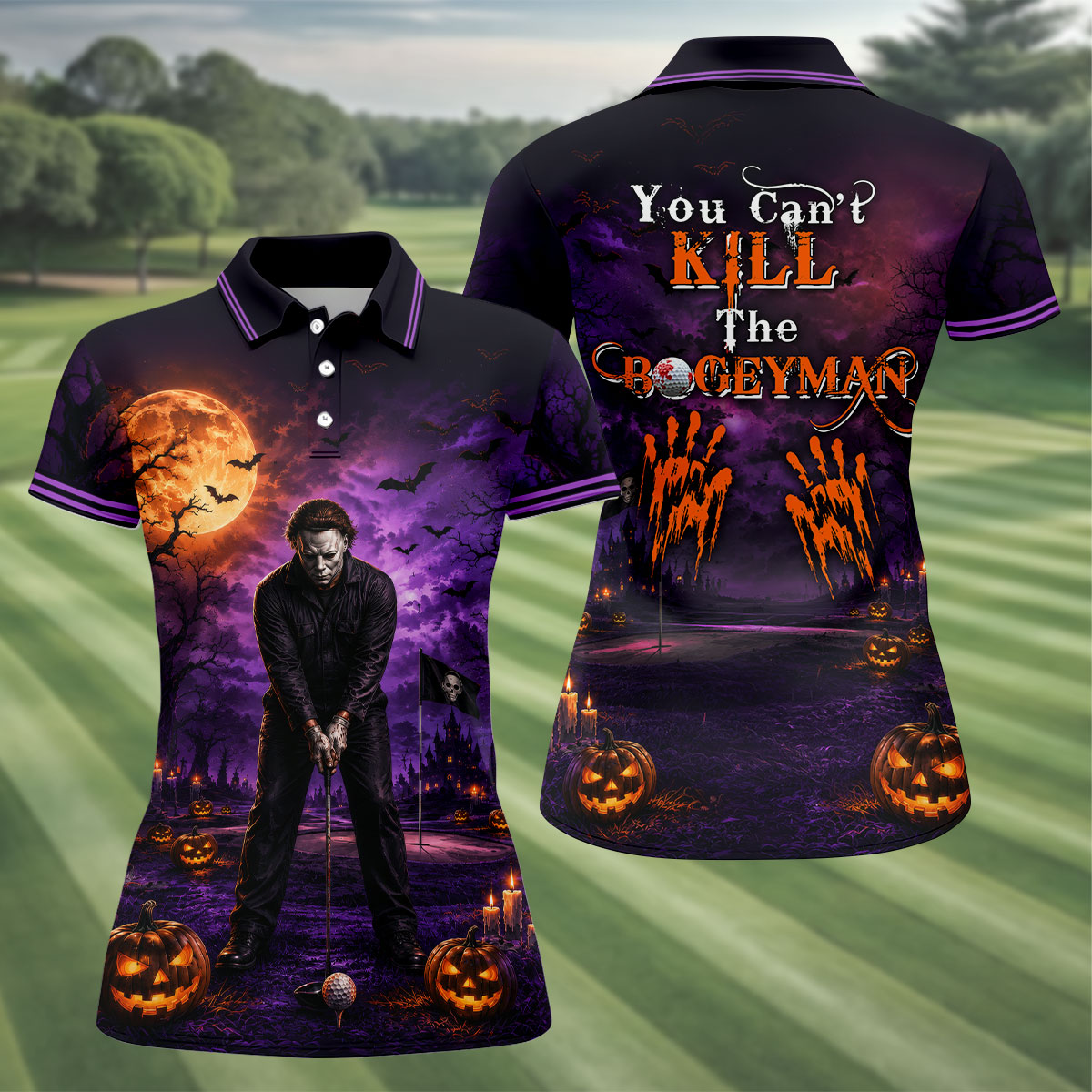 You Can't Kill The Bogeyman Halloween Polo Shirt, Printed Golf Shirt, Ladies Golf Tops