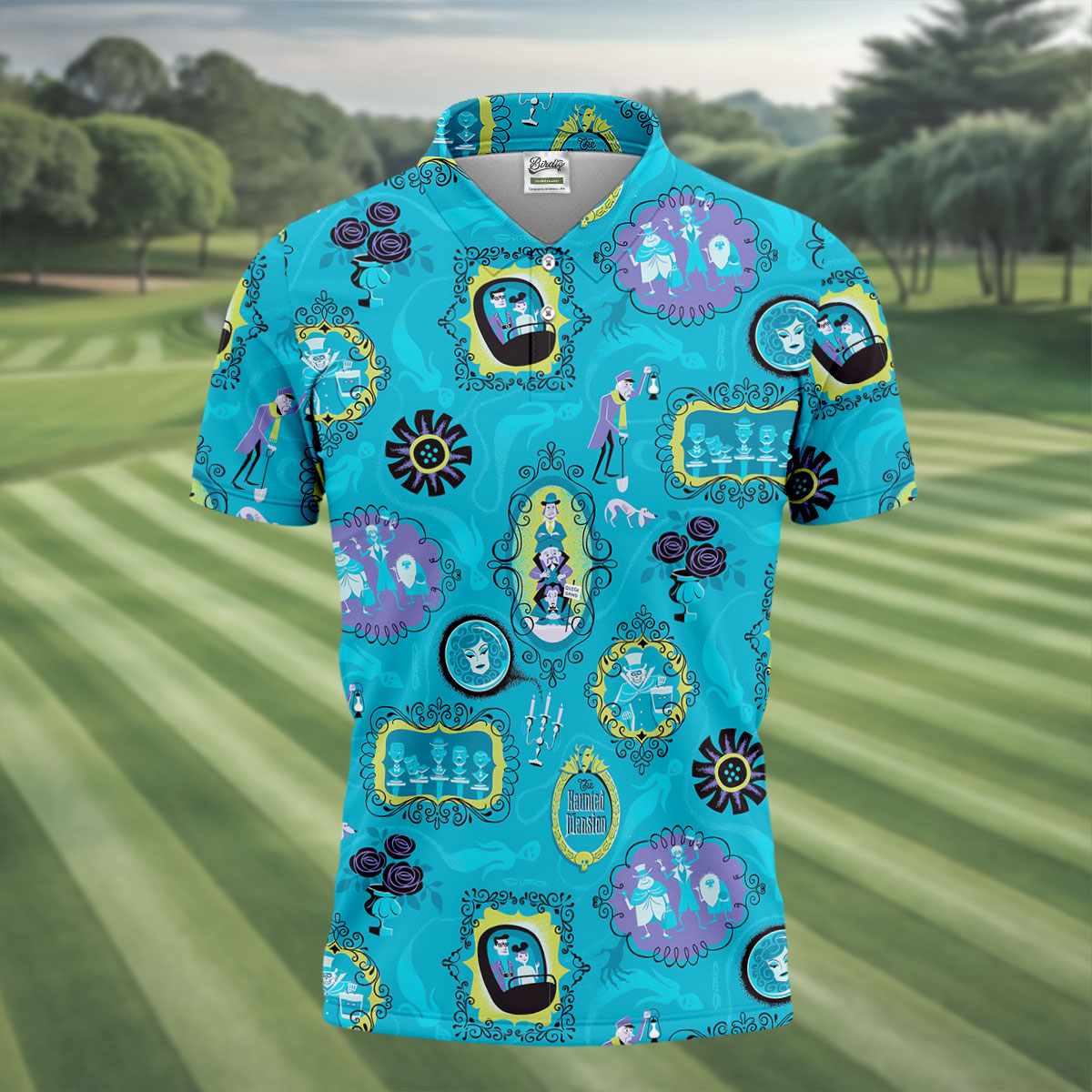 Blue Ghost Portrait Gallery Halloween Polo Shirt, Mens Golf Polo, Polo Shirts For Men