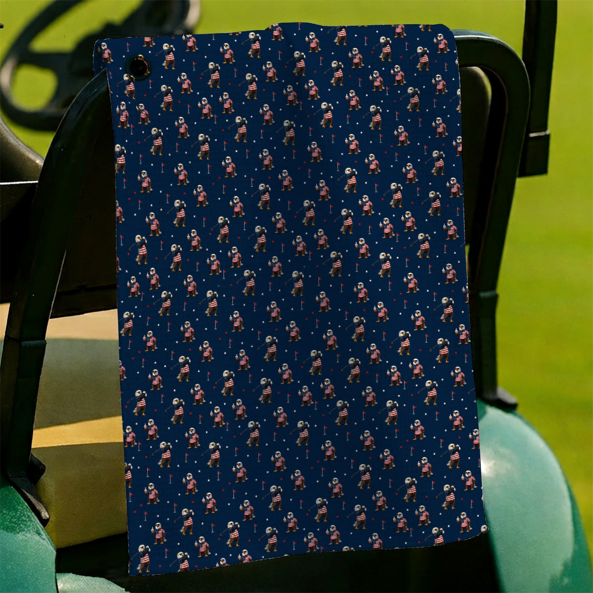 Patriotic Bald Eagle Golf Towels, American Flag Eagle Pattern Golf Towel, USA Golf Gift For Golfer