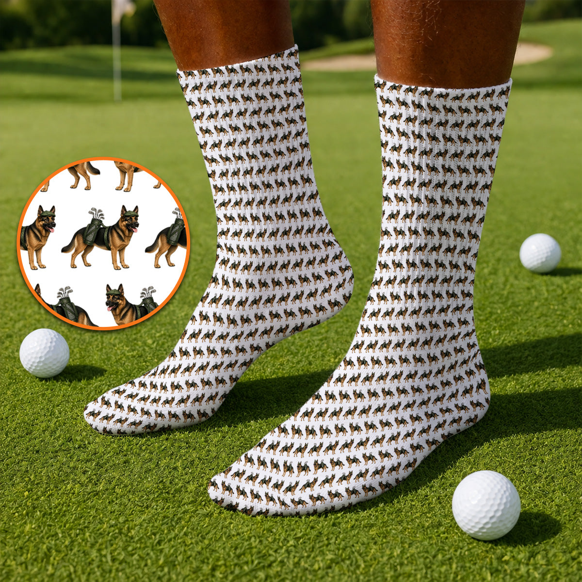German Shepherd Golf Socks, Dog Lover Pattern Golf Sock, Funny Golfer Dog Gift