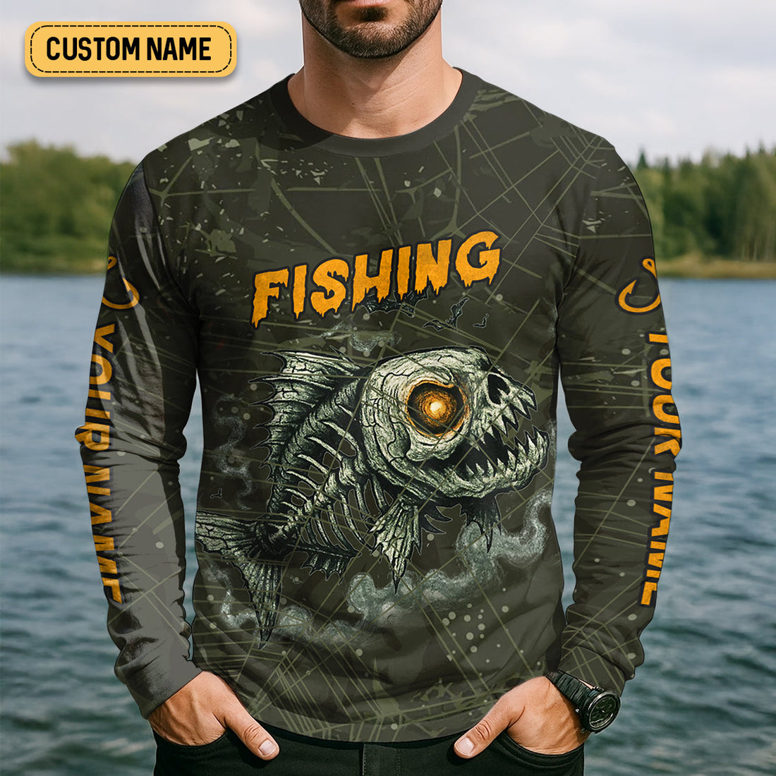 Gone Fishin In The Afterlife Horror Fishing SPF Shirt For Men, Halloween Fishing Jersey, Presents For Fishermen
