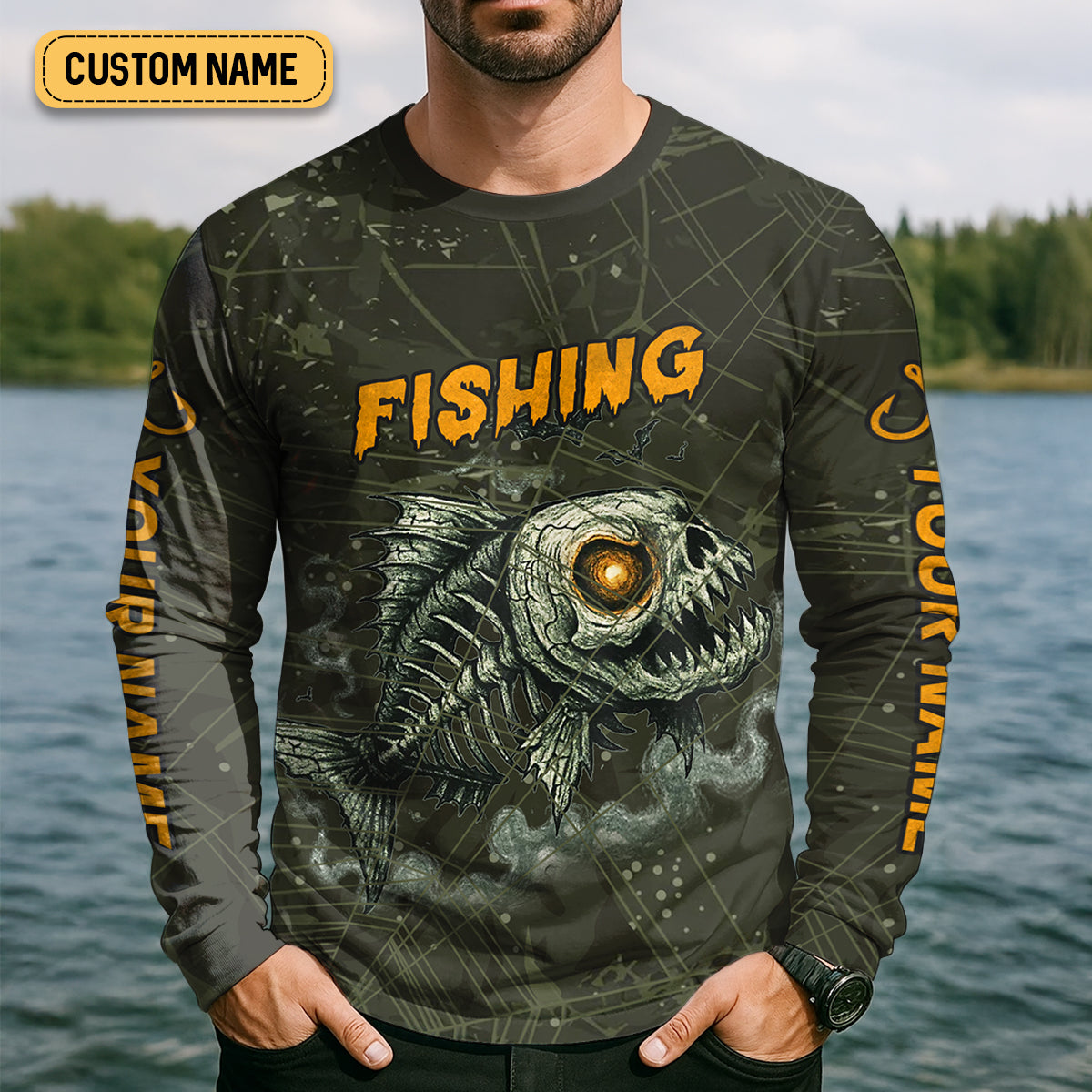 Gone Fishin In The Afterlife Horror Fishing SPF Shirt For Men, Halloween Fishing Jersey, Presents For Fishermen