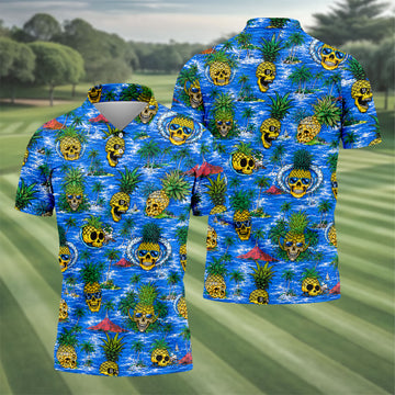 Pineapple Skull Island Ocean Hawaiian Golf Shirt, Hawaiian Golf Shirt, Golf Shirts For Men