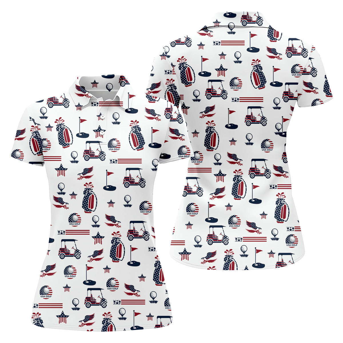 Patriotic USA Funny Womens Golf Polo ShirtPatriotic Golf Shirt, USA Golf Shirt, Custom Ladies Golf Shirt