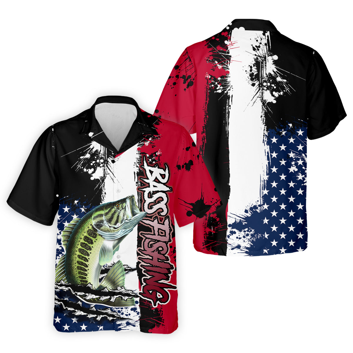 Patriotic Fishing Shirt, Custom Fishing Shirt, Gift For Fisherman, Mens Casual Shirts