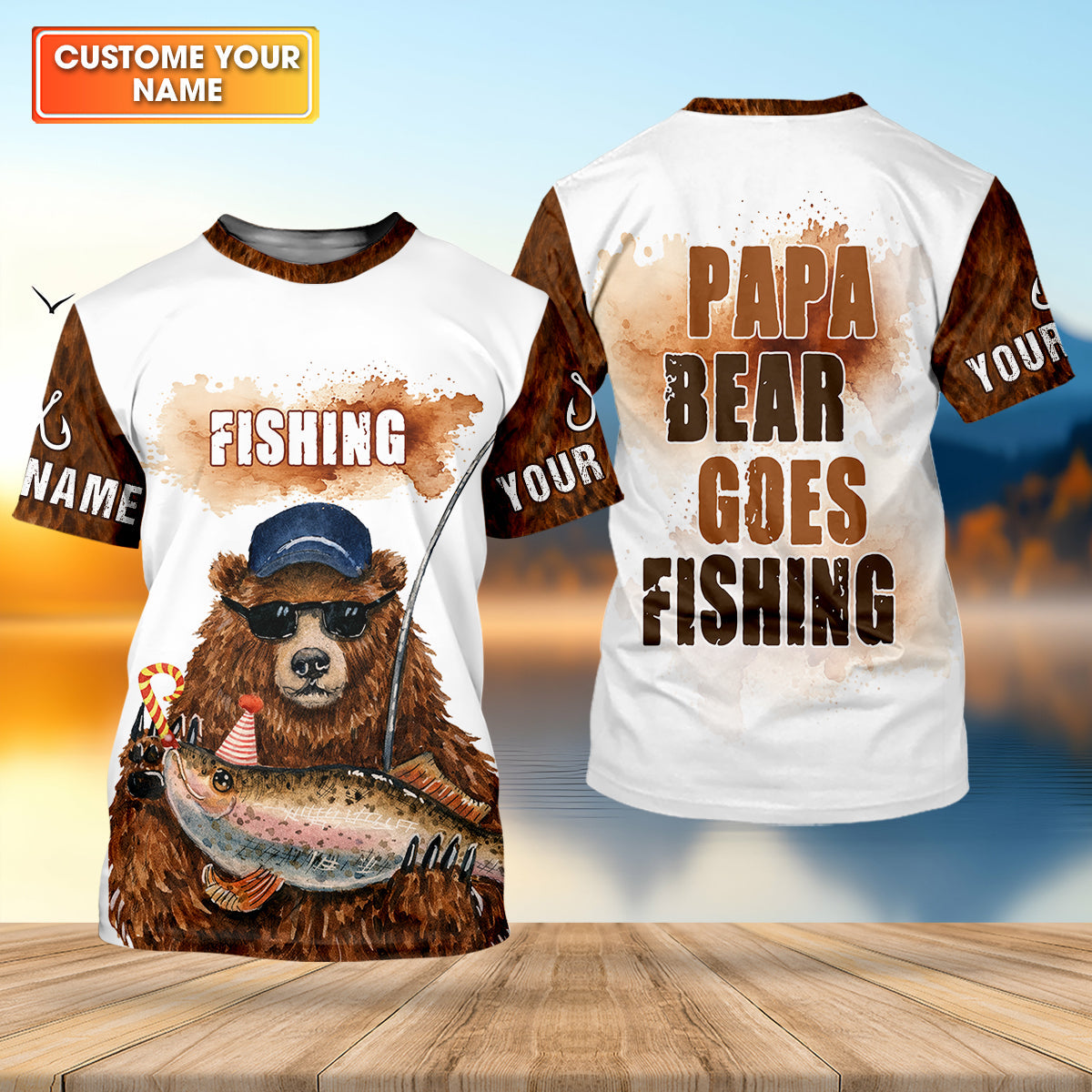 Papa Bear Goes Fishing Funny Fishing Shirt, Fishing UPF Shirts, Father's Day Fishing Shirts For Men