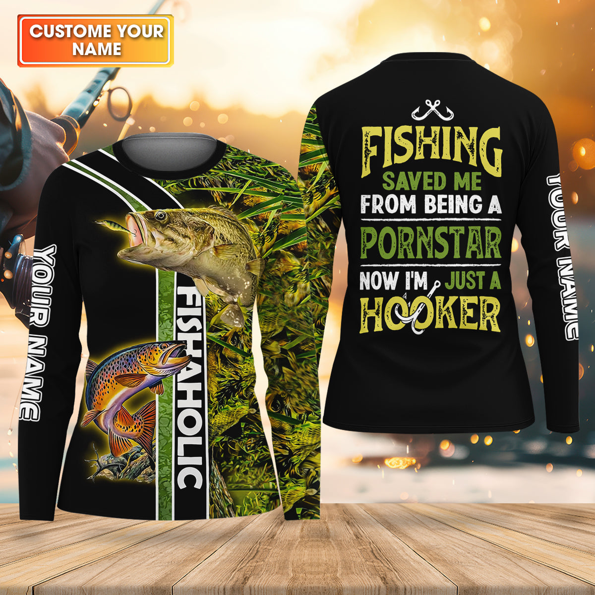 Now I'm Just A Hooker Funny Fishing Shirt, Fishing UPF Shirts, Fishing Shirt For Women