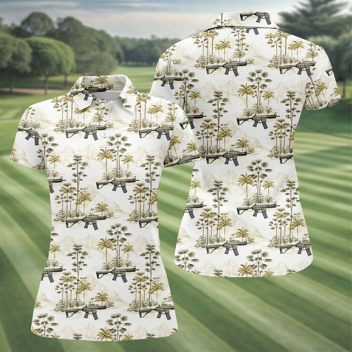 Military Theme Hawaiian Golf Shirt, Cool Golf Shirt, Ladies Golf Shirts, Women's Polo Shirt
