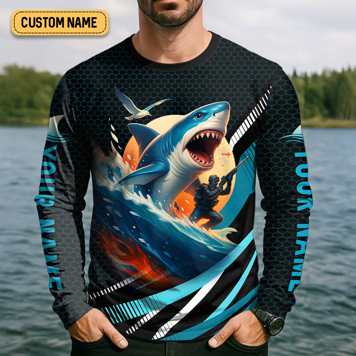 Shark Fishing SPF Shirts, Unleash Your Inner Rebel Performance Fishing Shirts, Fishing Shirts For Men