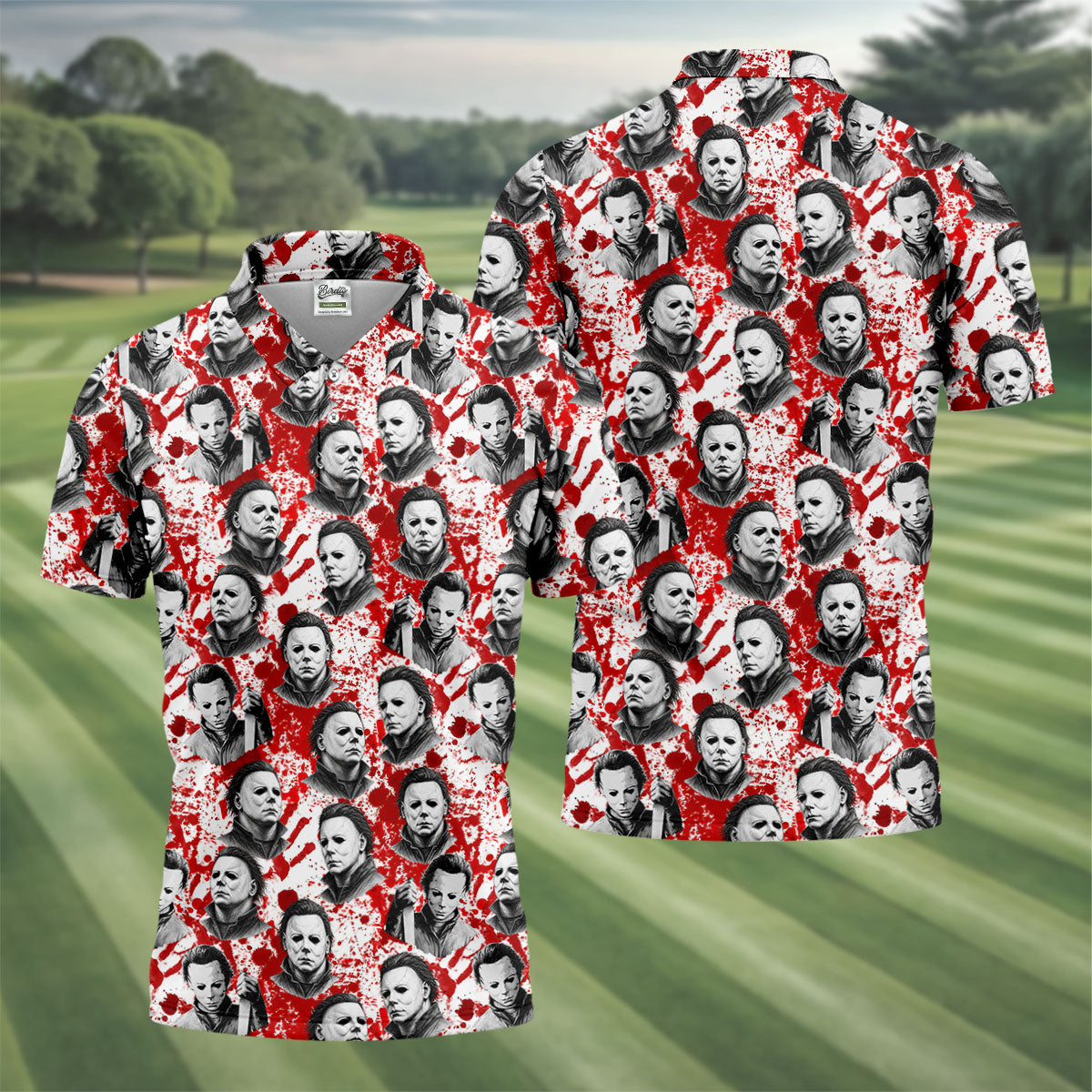 Halloween Masked Horror Character Polo Shirt, Mens Polo Shirts, Mens Golf Apparel