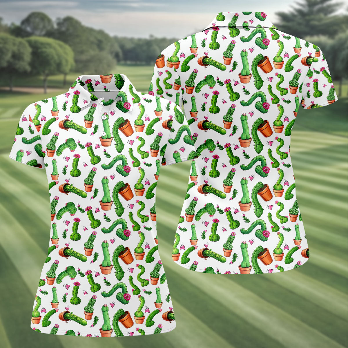 Funny Cactus Adult Humor Women Golf Shirts, Ladies Golf Shirt, Valentines Golf Gift, Golf Gifts For Women