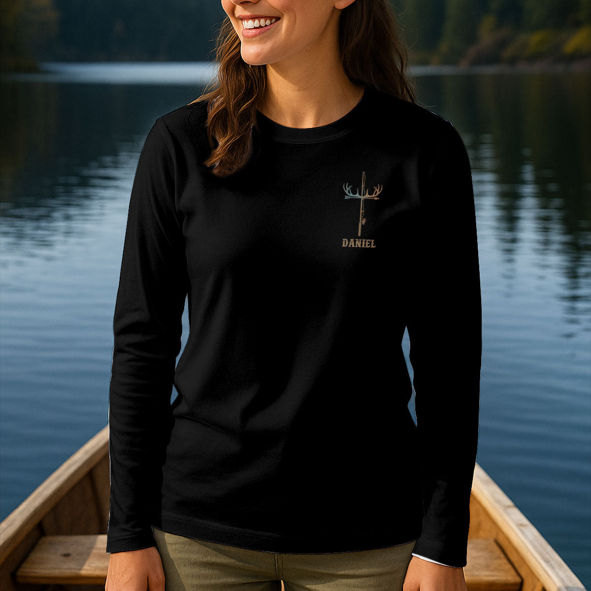 Hunt Fish Faith Cross Performance Fishing Shirts, Fishing UPF Shirts, Fishing Shirt For Women