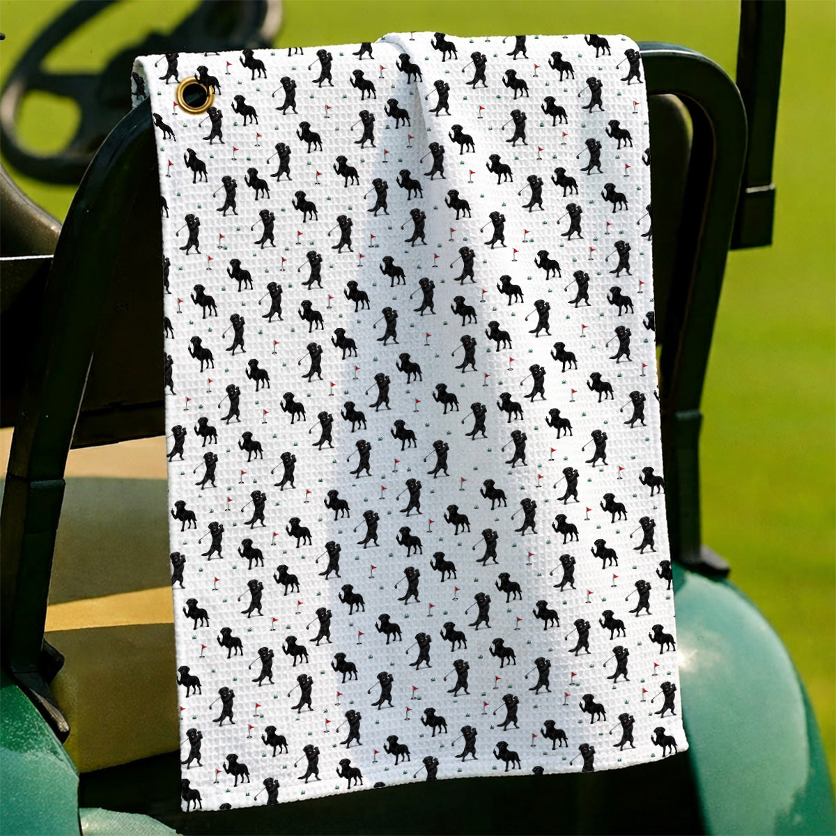 Funny Black Labrador Golf Towel, Lab Dog Pattern Golf Towels, Crazy Golf Gift For Golfer