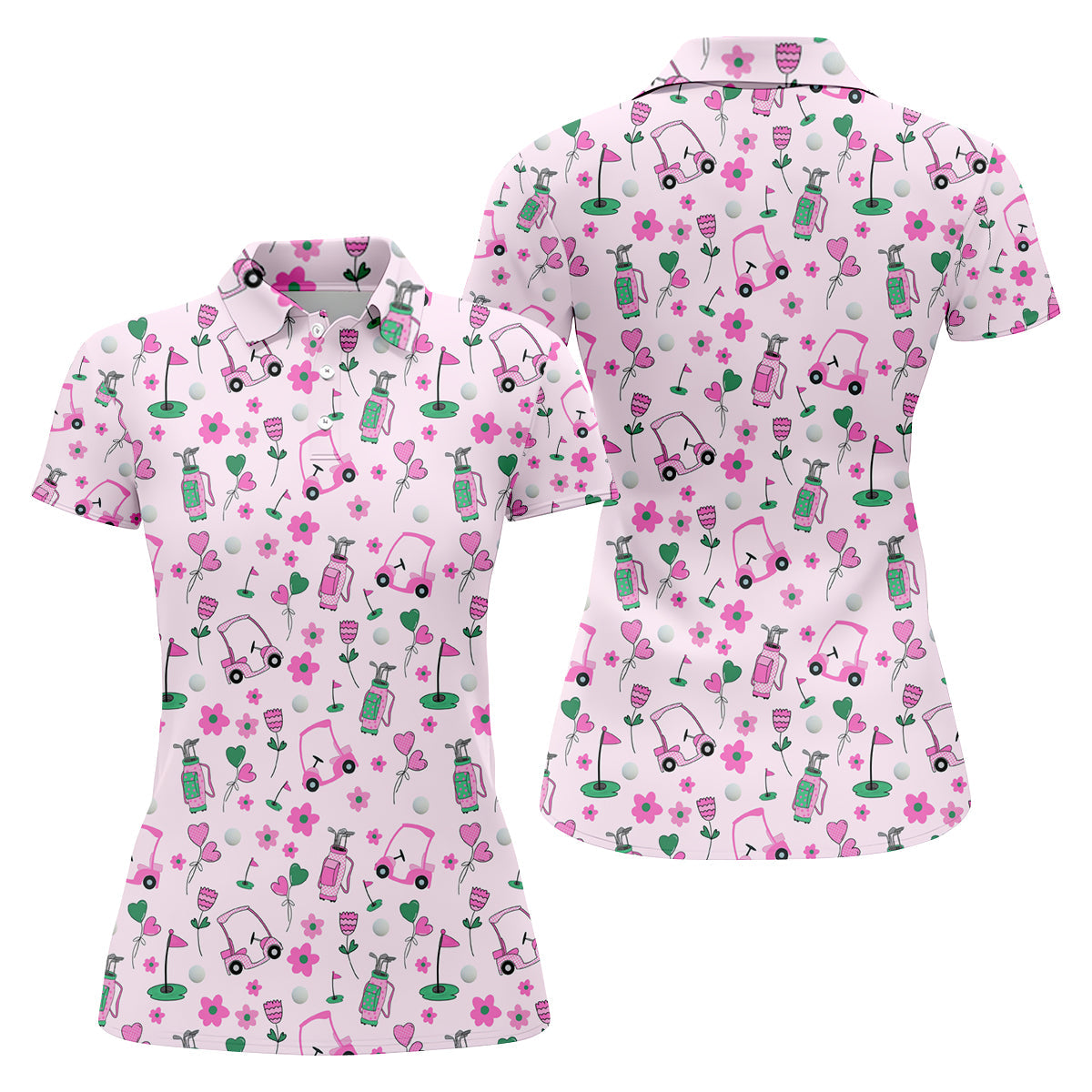 Seamless Pink Green Funny Womens Golf Polo ShirtLadies Golf Shirt, Mothers Day Gifts