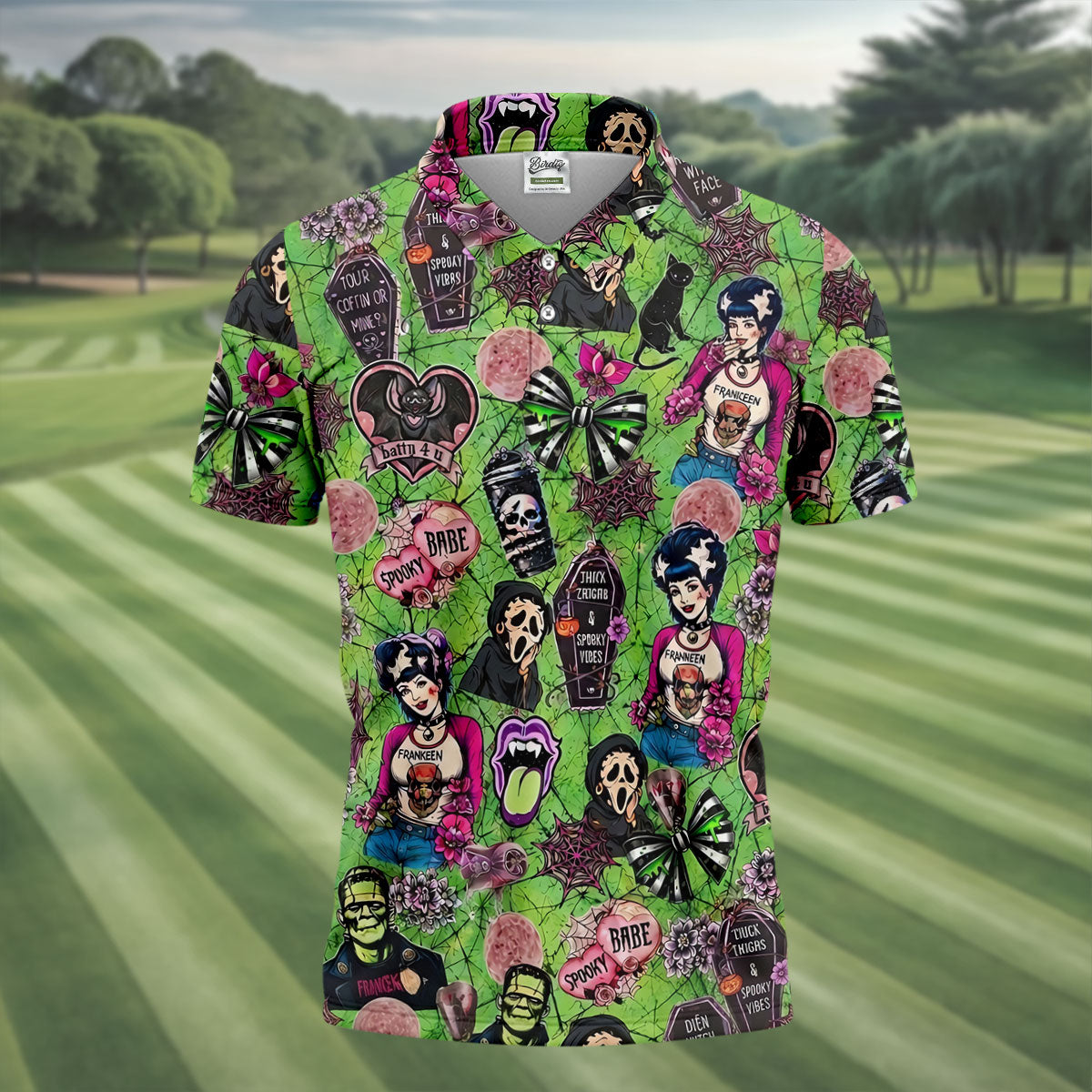 Halloween Horror Character Golf Polo Shirt, Mens Golf Polo, Golf Shirts For Men