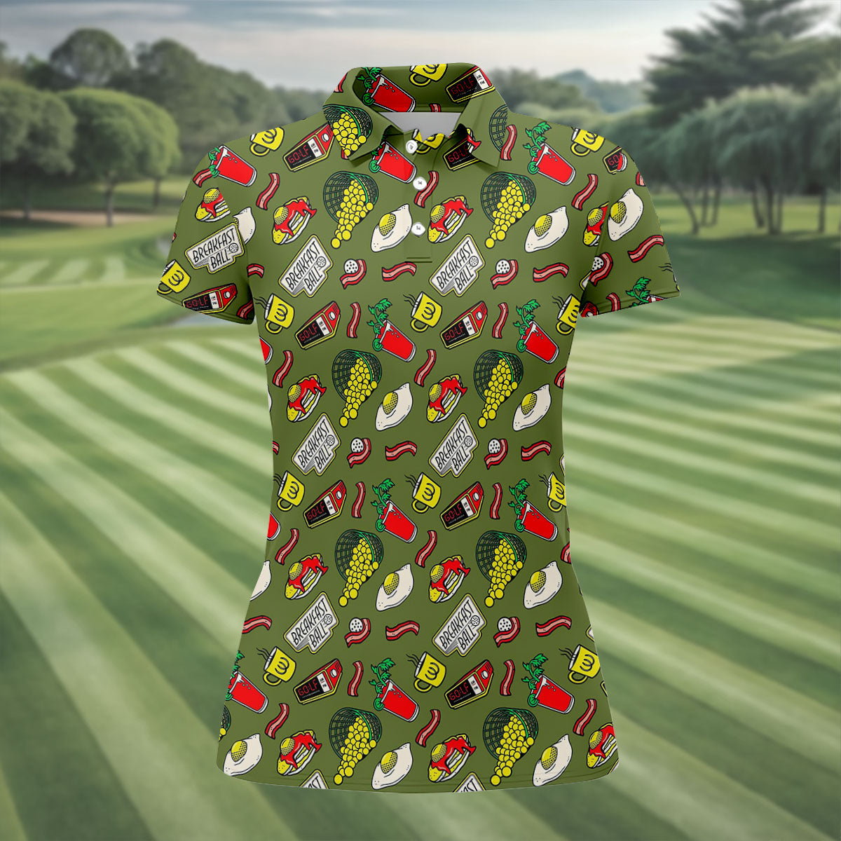 Breakfast Balls Golf Shirt For Women, Ladies Golf Shirts, Fun Women's Golf Shirts