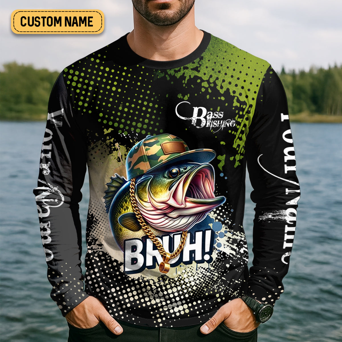 Bass Fishing Shirt, Fishing UPF Shirts, Team Fishing Shirt, SPF Shirt For Men, Fishing Gifts For Men