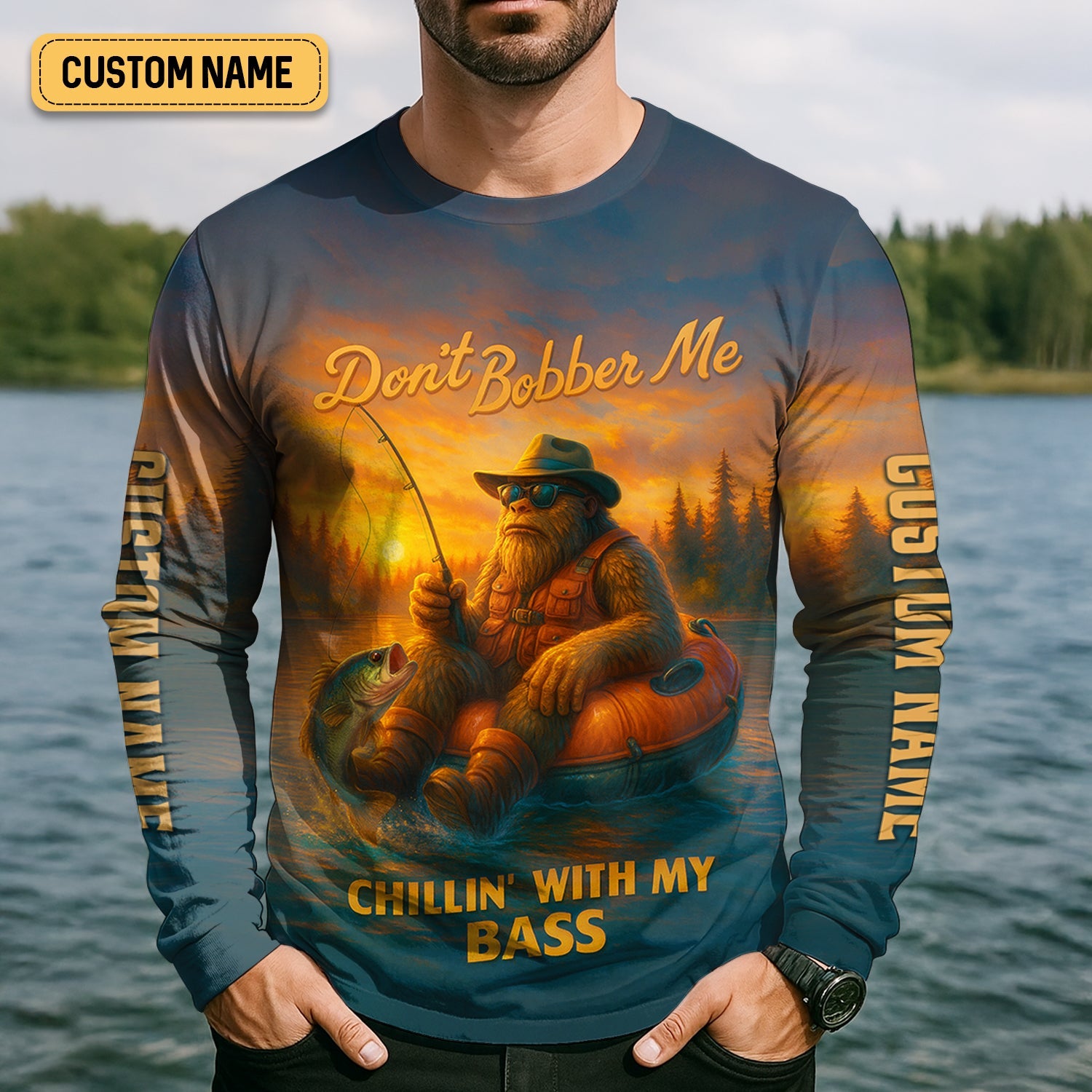 Don't Bobber Me Fishing Shirt, Bigfoot Fishing Shirt, SPF Long Sleeve Shirts, Presents For Fishermen