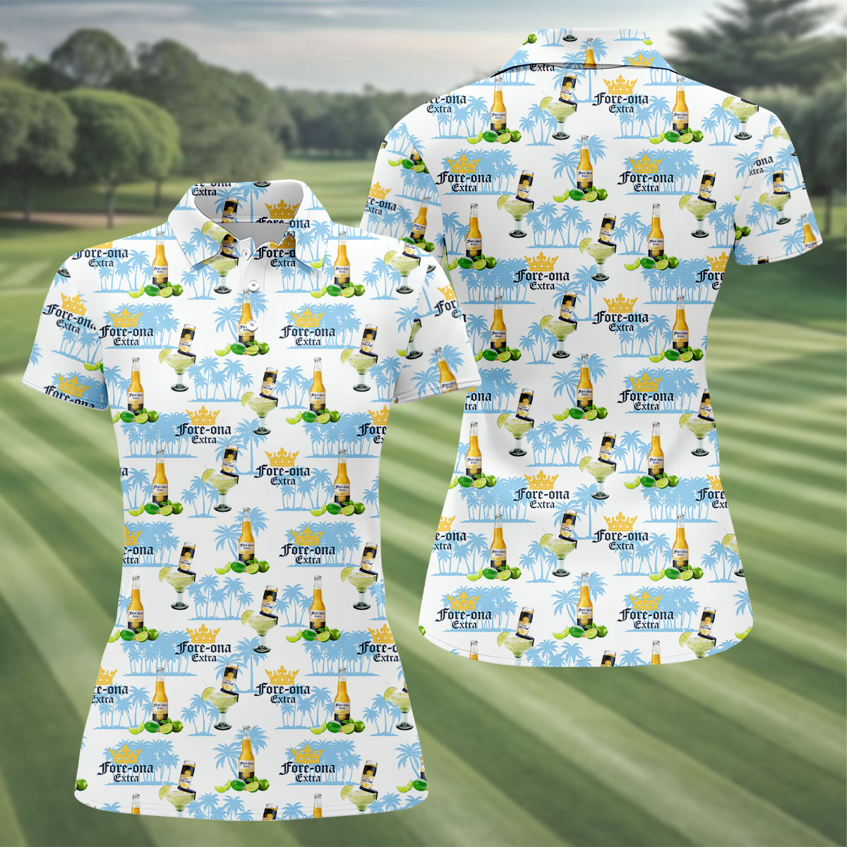 Fore-ona Extra Find Your Fairway Golf And Beer Fun Women's Golf Shirts, Ladies Golf Shirts