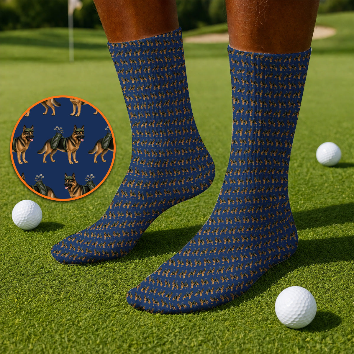 German Shepherd Golf Socks, Dog Lover Pattern Golf Sock, Funny Golfer Dog Gift